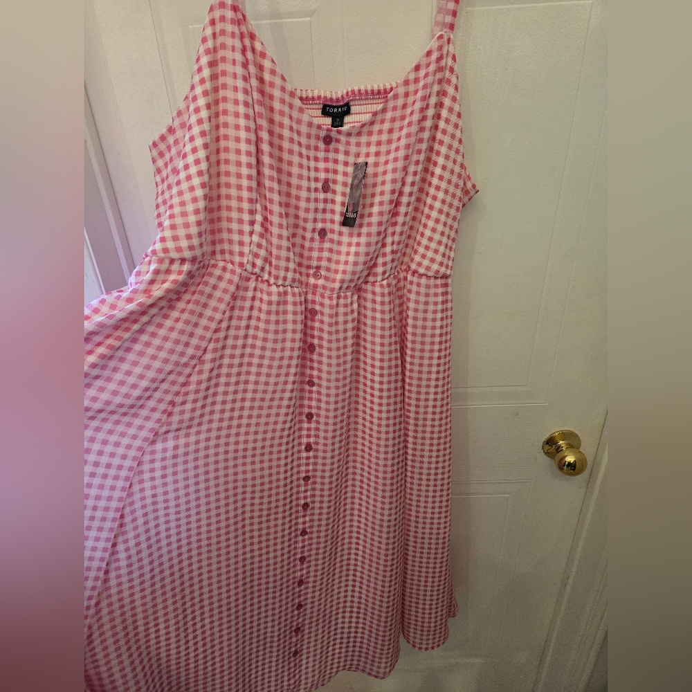 Torrid Pink & White Gingham Midi Dress - Picture 3 of 7